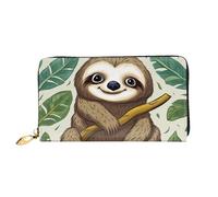 PPTHSNVB Beautiful Beach Sunset Women's Wallet Large Capacity Credit Card Holder Zip Phone Clutch Ladies Travel Purse, Adorable Sloth, One Size, Classic