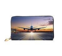 PPTHSNVB Beautiful Beach Sunset Women's Wallet Large Capacity Credit Card Holder Zip Phone Clutch Ladies Travel Purse, Airport, One Size, Classic