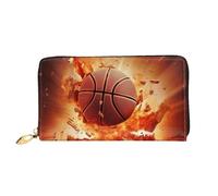PPTHSNVB Beautiful Beach Sunset Women's Wallet Large Capacity Credit Card Holder Zip Phone Clutch Ladies Travel Purse, Basketball, One Size, Classic