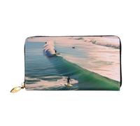 PPTHSNVB Beautiful Beach Sunset Women's Wallet Large Capacity Credit Card Holder Zip Phone Clutch Ladies Travel Purse, Beach Surf, One Size, Classic