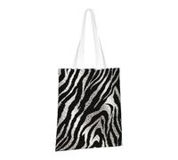 PPTHSNVB Black and white zebra print Canvas Tote Bag for Women Reusable Shopping Grocery Bags with Handles Cloth bags
