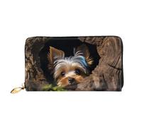 PPTHSNVB Black astronaut on blue Women's Wallet Large Capacity Credit Card Holder Zip Phone Clutch Ladies Travel Purse, A Little Yorkshire Terrier, One Size, Classic