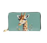 PPTHSNVB Black astronaut on blue Women's Wallet Large Capacity Credit Card Holder Zip Phone Clutch Ladies Travel Purse, Giraffe With Flowers, One Size, Classic