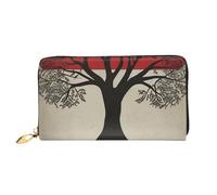 PPTHSNVB Black White Stripes Red Rose Flowers Women's Wallet Large Capacity Credit Card Holder Zip Phone Clutch Ladies Travel Purse, Tree Palestinian Flag, One Size, Classic