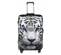 PPTHSNVB Blue Eyed Tiger Luggage Covers for Suitcase Elastic Suitcase Cover Protector Dustproof Anti-Scratch Thicken Travel Luggage Cover Washable Baggage Covers Fit 18-32 Inch Luggage, Black, XL