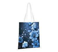 PPTHSNVB Blue Flowers Canvas Tote Bag for Women Reusable Shopping Grocery Bags with Handles Cloth bags