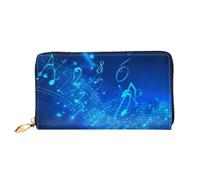 PPTHSNVB Blue Musical Notes Women's Wallet Large Capacity Credit Card Holder Zip Phone Clutch Ladies Travel Purse, Blue Musical Notes, One Size, Classic