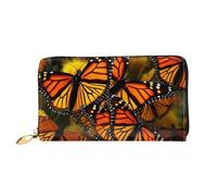 PPTHSNVB Blue Musical Notes Women's Wallet Large Capacity Credit Card Holder Zip Phone Clutch Ladies Travel Purse, Monarch Butterflies, One Size, Classic