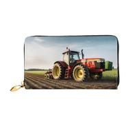 PPTHSNVB Blue Musical Notes Women's Wallet Large Capacity Credit Card Holder Zip Phone Clutch Ladies Travel Purse, Tractor Farm, One Size, Classic