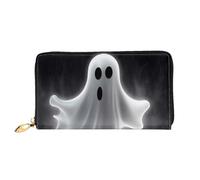 PPTHSNVB Blue Musical Notes Women's Wallet Large Capacity Credit Card Holder Zip Phone Clutch Ladies Travel Purse, Black And Halloween Ghost, One Size, Classic