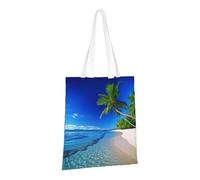 PPTHSNVB Blue Sea Sky Coconut Tree Canvas Tote Bag for Women Reusable Shopping Grocery Bags with Handles Cloth bags