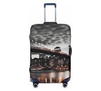 PPTHSNVB Brooklyn Bridge Luggage Covers for Suitcase Elastic Suitcase Cover Protector Dustproof Anti-Scratch Thicken Travel Luggage Cover Washable Baggage Covers Fit 18-32 Inch Luggage, Black, S