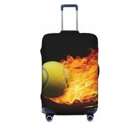 PPTHSNVB Burning tennis pictures Luggage Covers for Suitcase Elastic Suitcase Cover Protector Dustproof Anti-Scratch Thicken Travel Luggage Cover Washable Baggage Covers Fit 18-32 Inch Luggage, Black