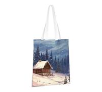 PPTHSNVB Cabin in the woods Canvas Tote Bag for Women Reusable Shopping Grocery Bags with Handles Cloth bags