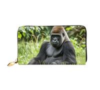PPTHSNVB Camouflage Deer Women's Wallet Large Capacity Credit Card Holder Zip Phone Clutch Ladies Travel Purse, Gorilla In The Grass, One Size, Classic