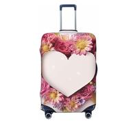 PPTHSNVB Card Heart Shape Flowers Luggage Covers for Suitcase Elastic Suitcase Cover Protector Dustproof Anti-Scratch Thicken Travel Luggage Cover Washable Baggage Covers Fit 18-32 Inch Luggage, Black