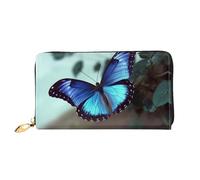 PPTHSNVB Cat Under Blanket Women's Wallet Large Capacity Credit Card Holder Zip Phone Clutch Ladies Travel Purse, Blue Butterfly, One Size, Classic
