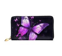 PPTHSNVB Cat Women's Wallet Large Capacity Credit Card Holder Zip Phone Clutch Ladies Travel Purse, Butterfly Purple, One Size, Classic
