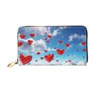 PPTHSNVB Christmas Wood Women's Wallet Large Capacity Credit Card Holder Zip Phone Clutch Ladies Travel Purse, Hearts In The Sky, One Size, Classic