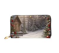PPTHSNVB Christmas Wood Women's Wallet Large Capacity Credit Card Holder Zip Phone Clutch Ladies Travel Purse, Christmas Wood, One Size, Classic
