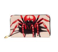 PPTHSNVB Christmas Wood Women's Wallet Large Capacity Credit Card Holder Zip Phone Clutch Ladies Travel Purse, Cute Little Red Spider, One Size, Classic