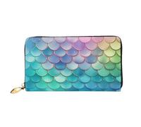 PPTHSNVB Christmas Wood Women's Wallet Large Capacity Credit Card Holder Zip Phone Clutch Ladies Travel Purse, Dreamy Gradient Mermaid Scales, One Size, Classic
