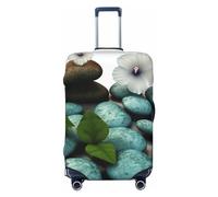 PPTHSNVB Cobblestone Zen Flowers Luggage Covers for Suitcase Elastic Suitcase Cover Protector Dustproof Anti-Scratch Thicken Travel Luggage Cover Washable Baggage Covers Fit 18-32 Inch Luggage, Black
