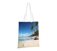 PPTHSNVB Coconut Palm Beach Canvas Tote Bag for Women Reusable Shopping Grocery Bags with Handles Cloth bags