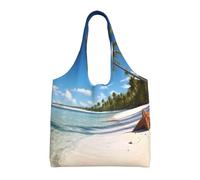 PPTHSNVB Coconut Palm Beach Canvas Tote Bag for Women Reusable Shopping Grocery Bags with Handles Cloth bags