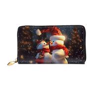 PPTHSNVB Coconut Palm Beach Women's Wallet Large Capacity Credit Card Holder Zip Phone Clutch Ladies Travel Purse, Christmas Snowmans, One Size, Classic