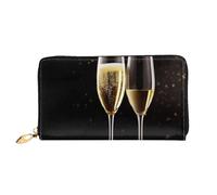 PPTHSNVB Coconut Palm Beach Women's Wallet Large Capacity Credit Card Holder Zip Phone Clutch Ladies Travel Purse, Champagne Glass, One Size, Classic