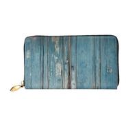 PPTHSNVB Colorful Candy Women's Wallet Large Capacity Credit Card Holder Zip Phone Clutch Ladies Travel Purse, Vintage Blue Wood, One Size, Classic