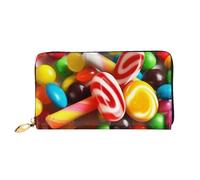 PPTHSNVB Colorful Candy Women's Wallet Large Capacity Credit Card Holder Zip Phone Clutch Ladies Travel Purse, Colorful Candy, One Size, Classic