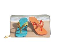 PPTHSNVB Colorful Candy Women's Wallet Large Capacity Credit Card Holder Zip Phone Clutch Ladies Travel Purse, Beach Flip Flops, One Size, Classic