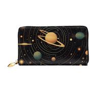 PPTHSNVB Colorful Heart Tree Women's Wallet Large Capacity Credit Card Holder Zip Phone Clutch Ladies Travel Purse, Retro Astronomical Pattern, One Size, Classic