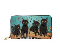 PPTHSNVB Colorful Heart Tree Women's Wallet Large Capacity Credit Card Holder Zip Phone Clutch Ladies Travel Purse, Cats Lying On The Piano Keyboard, One Size, Classic