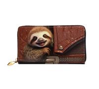 PPTHSNVB Colorful Heart Tree Women's Wallet Large Capacity Credit Card Holder Zip Phone Clutch Ladies Travel Purse, Sloth On Zipper, One Size, Classic