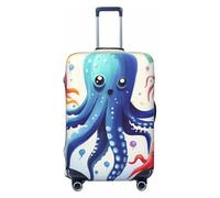 PPTHSNVB Colorful Squid Octopus Luggage Covers for Suitcase Elastic Suitcase Cover Protector Dustproof Anti-Scratch Thicken Travel Luggage Cover Washable Baggage Covers Fit 18-32 Inch Luggage, Black