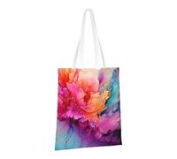 PPTHSNVB Colorful Watercolor Painting Canvas Tote Bag for Women Reusable Shopping Grocery Bags with Handles Cloth bags