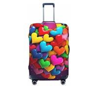 PPTHSNVB Colourful Heart Luggage Covers for Suitcase Elastic Suitcase Cover Protector Dustproof Anti-Scratch Thicken Travel Luggage Cover Washable Baggage Covers Fit 18-32 Inch Luggage, Black, M
