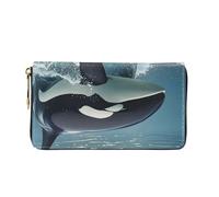 PPTHSNVB Cool Cheetah Leopard Women's Wallet Large Capacity Credit Card Holder Zip Phone Clutch Ladies Travel Purse, Orca Killer Whale, One Size, Classic