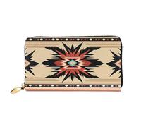 PPTHSNVB Cool Cheetah Leopard Women's Wallet Large Capacity Credit Card Holder Zip Phone Clutch Ladies Travel Purse, Native American Patterns, One Size, Classic