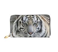 PPTHSNVB Cool Cheetah Leopard Women's Wallet Large Capacity Credit Card Holder Zip Phone Clutch Ladies Travel Purse, Black And White Tiger, One Size, Classic