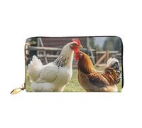 PPTHSNVB Cool Cheetah Leopard Women's Wallet Large Capacity Credit Card Holder Zip Phone Clutch Ladies Travel Purse, Chickens And Farm, One Size, Classic