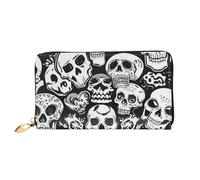 PPTHSNVB Cool Cheetah Leopard Women's Wallet Large Capacity Credit Card Holder Zip Phone Clutch Ladies Travel Purse, Skull, One Size, Classic