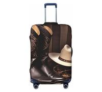 PPTHSNVB Cowboy Black Hat Western Boots Luggage Covers for Suitcase Elastic Suitcase Cover Protector Dustproof Anti-Scratch Thicken Travel Luggage Cover Washable Baggage Covers Fit 18-32 Inch Luggage