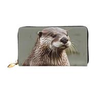 PPTHSNVB Cowboy Black Hat Western Boots Women's Wallet Large Capacity Credit Card Holder Zip Phone Clutch Ladies Travel Purse, Otter Animal, One Size, Classic