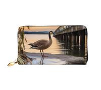PPTHSNVB Cowboy Black Hat Western Boots Women's Wallet Large Capacity Credit Card Holder Zip Phone Clutch Ladies Travel Purse, Wild Goose By The Bridge, One Size, Classic