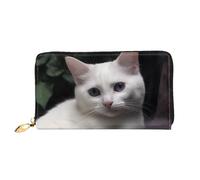 PPTHSNVB Cowboy Black Hat Western Boots Women's Wallet Large Capacity Credit Card Holder Zip Phone Clutch Ladies Travel Purse, White Cat, One Size, Classic