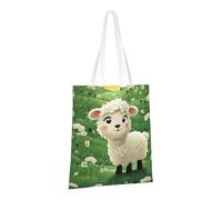 PPTHSNVB Crazy polka dots Canvas Tote Bag for Women Reusable Shopping Grocery Bags with Handles Cloth bags, Cute Cartoon Sheep, One Size